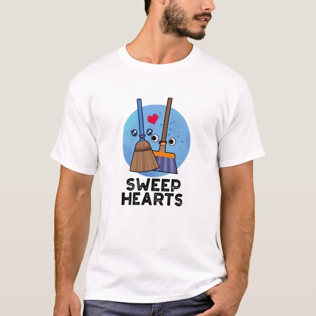 Sweep Hearts Funny Sweet Hearts Broom Pun  T-Shirt (Front)