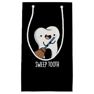 Sweep Tooth Funny Dental Pun Dark BG Small Gift Bag
