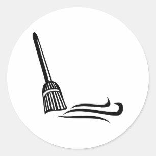Sweeping Broom - Clean Sweep Classic Round Sticker