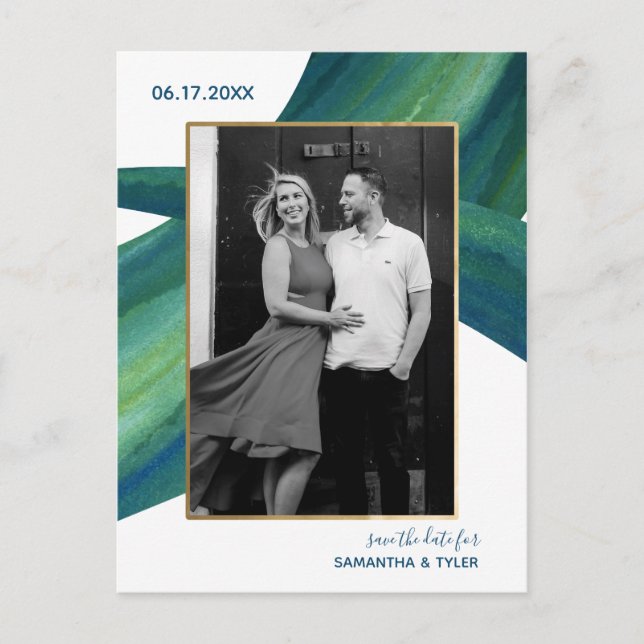 Sweeping Seagrass Wedding Save The Date Photo Post Postcard (Front)