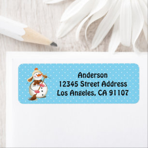 Sweeping Snowman Return Address Labels