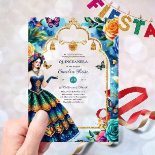 Sweet15 Quinceanera Butterflies Fiesta Flowers Acrylic Invitations