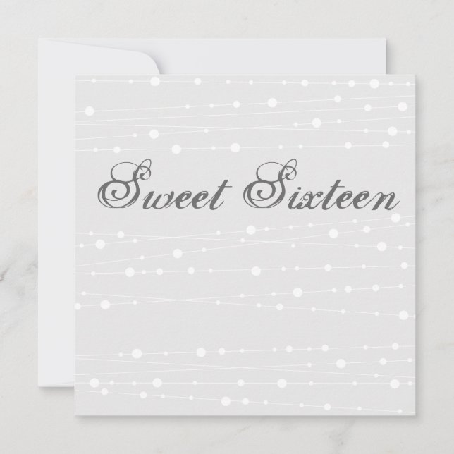 Sweet16 Blue & White Bead Birthday Invitation (Front)