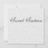 Sweet16 Blue & White Bead Birthday Invitation