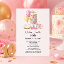 Sweet 10th Floral Cake Girls Ten Kids Birthday