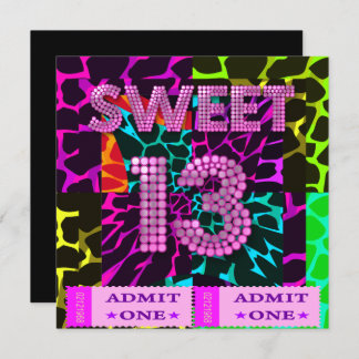 Sweet 13 Birthday Party Mixed Animal Print Invitation