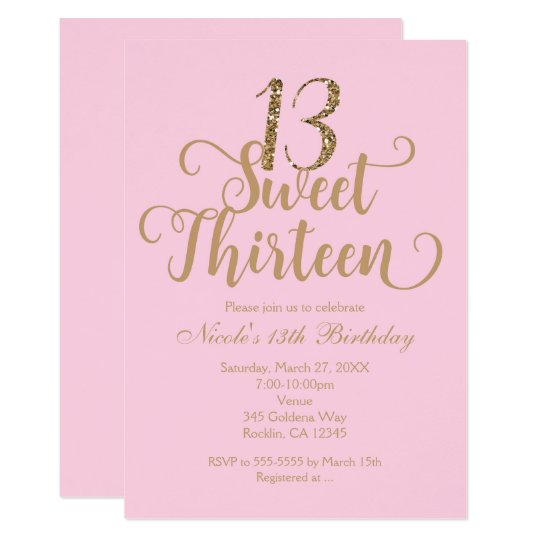 sweet 13 pink gold