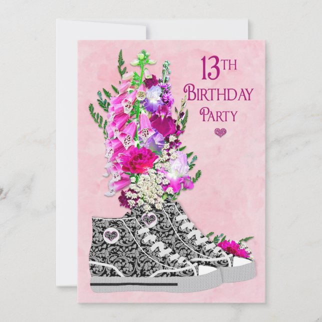 Sweet 13th Birthday Party Invitation,  Sneakers Invitation (Front)