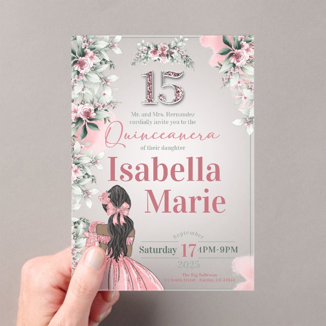 Sweet 15 Fancy and Floral Acrylic Invitation (Insitu (Handheld))
