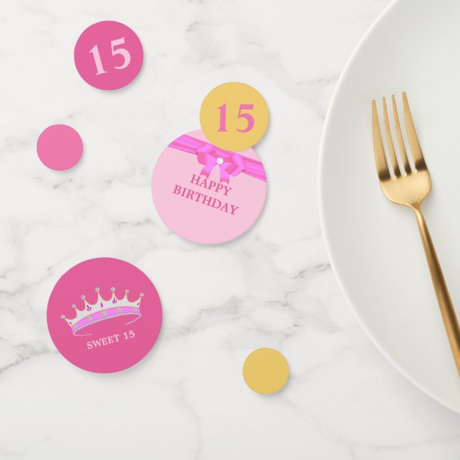 Sweet 15th, 16th Birthday on Rose Gold Confetti (Group)