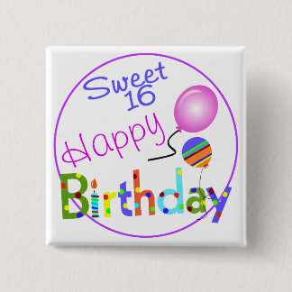 Sweet 16 15 cm square badge