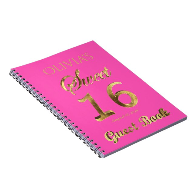 Sweet 16 16th Anniversary Guest Book Pink Gold (Right Side)