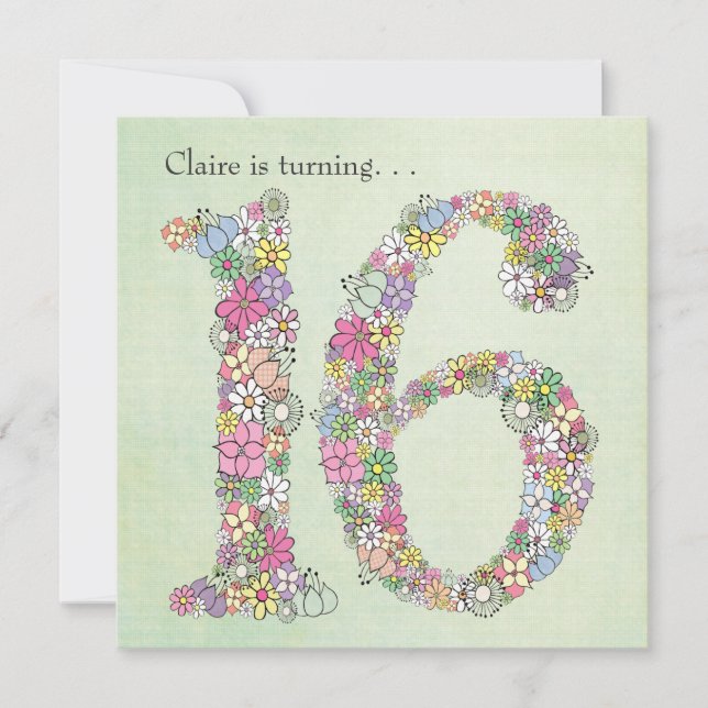 Sweet 16 16th Birthday Party Custom Invitation (Front)