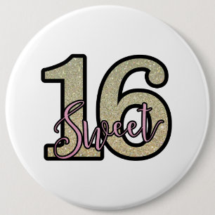 Sweet 16 6 cm round badge