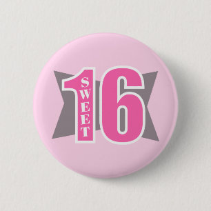 Sweet 16 (Art Deco) 6 Cm Round Badge