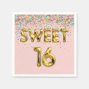 Sweet 16 Balloons and Confetti Napkin