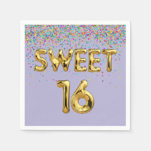 Sweet 16 Balloons and Confetti Napkins