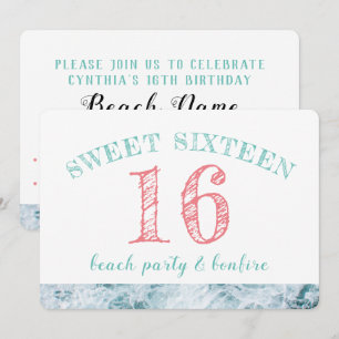 Sweet 16 Beach Party Invitation