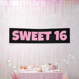 SWEET 16 BIRTHDAY BANNER PINK