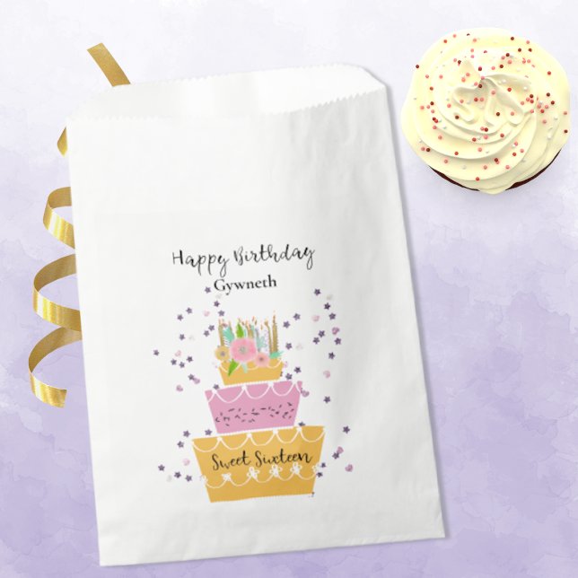 Sweet 16 Birthday Cake Favour Bags (Creator Uploaded)