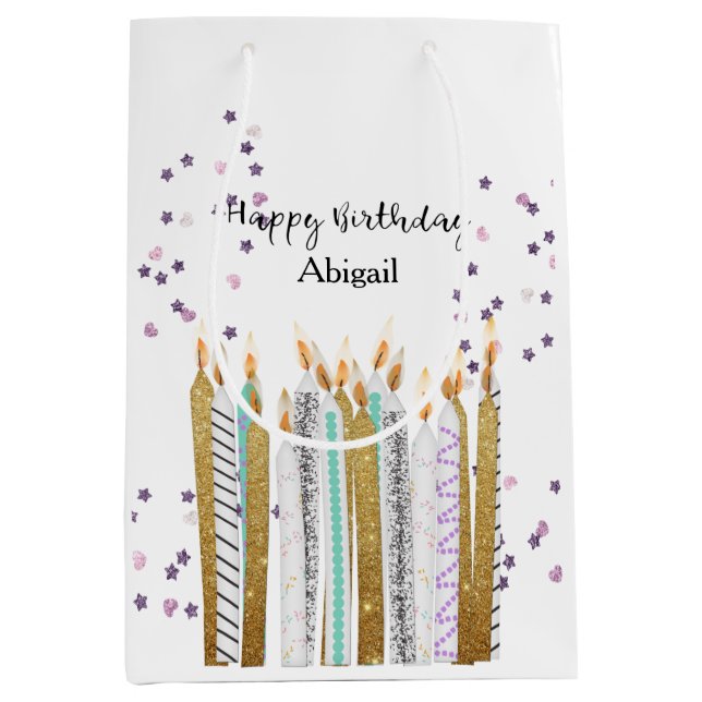 Sweet 16 Birthday Candles Medium Gift Bag (Front)