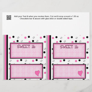 Sweet 16 Birthday Candy Bar Wrappers Party Favours