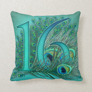 sweet 16 birthday decorated age number cushion