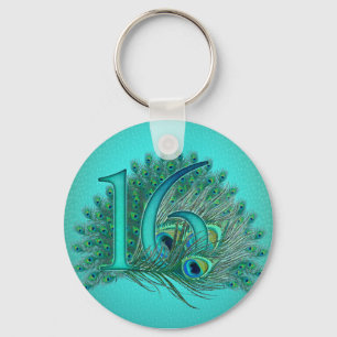 sweet 16 birthday decorated age number key ring