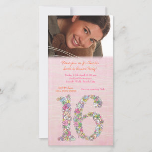 Sweet 16 Birthday Dinner Party Photo Card