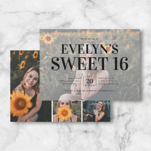 Sweet 16 Birthday Elegant 5 Photo Invitation