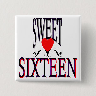 Sweet 16 Birthday Gear 15 Cm Square Badge