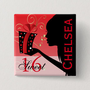 Sweet 16 Birthday Girl 15 Cm Square Badge