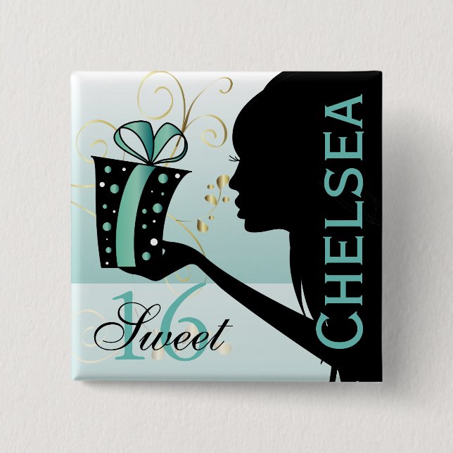 Sweet 16 Birthday Girl 15 Cm Square Badge (Front)