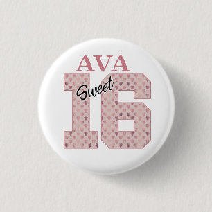 Sweet 16 Birthday Girl Rose Colour Typography   3 Cm Round Badge