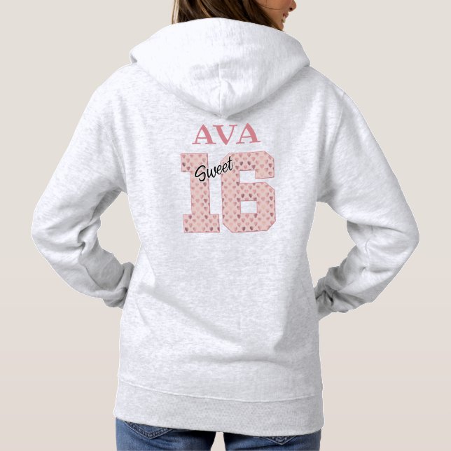 Sweet 16 Birthday Girl Rose Colour Typography  Hoodie (Back)