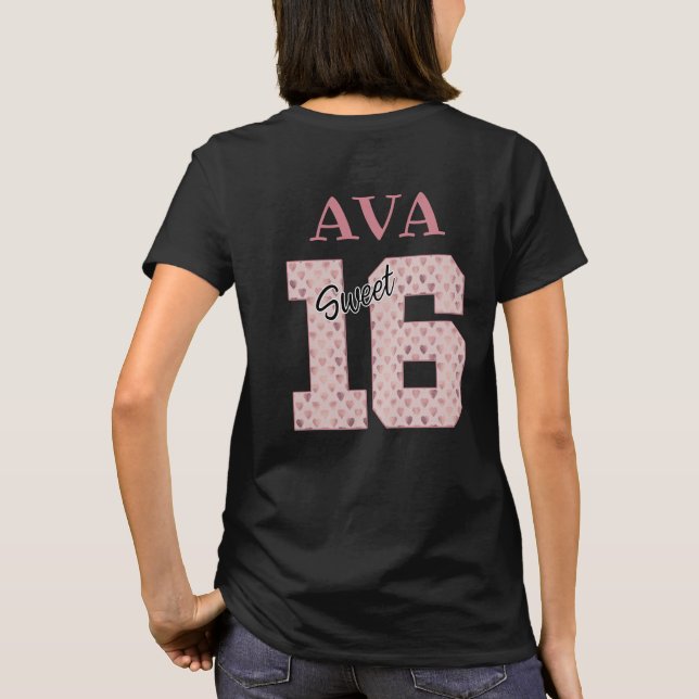 Sweet 16 Birthday Girl Rose Colour Typography T-Shirt (Back)