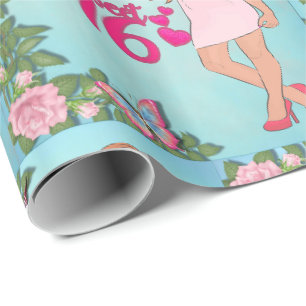 Sweet 16 Birthday Girl With Flowers Wrapping Paper