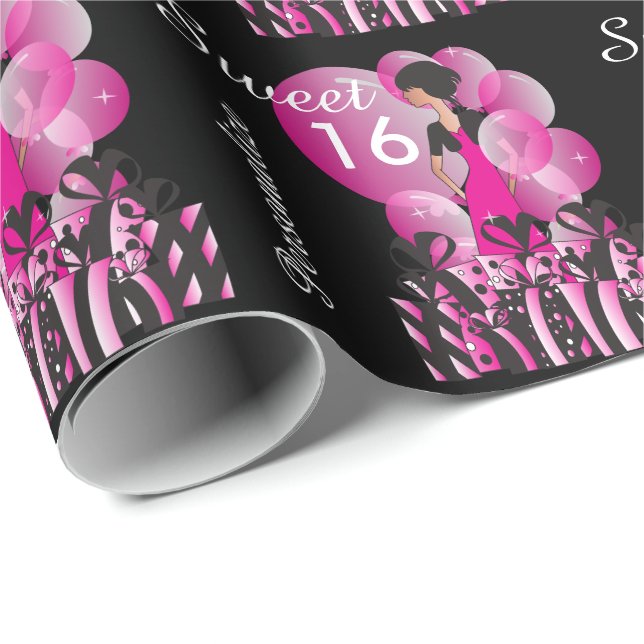 Sweet 16 Birthday Girl Wrapping Paper (Roll Corner)