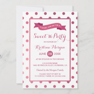 Sweet 16 Birthday Girly Pink Glitter Polk Dots Invitation