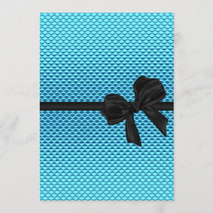 Sweet 16 Birthday Glam Blue Glitter Black Bow Invitation