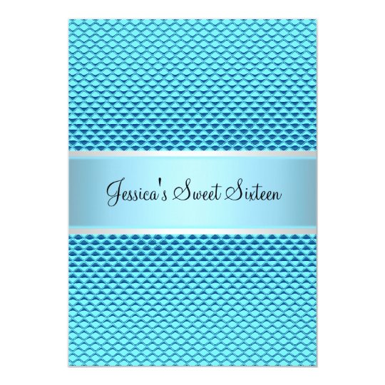 Sweet 16 Birthday Glam Blue Glitter Party Card
