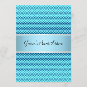 Sweet 16 Birthday Glam Blue Glitter Party Invitation