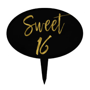 Sweet 16 Birthday Gold Foil  Cake Topper