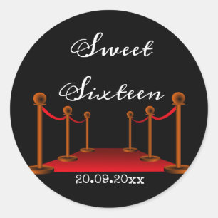 Sweet 16 Birthday Hollywood Red Carpet Classic Round Sticker