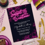 Sweet 16 Birthday Hot Pink Neon Glow Dark Party Invitation<br><div class="desc">Celebrate your special day in style with our Sweet 16 designs! Our neon-inspired design is sure to make a statement with its shades of pink and black. It's the perfect way to let everyone know you are turning 16!</div>