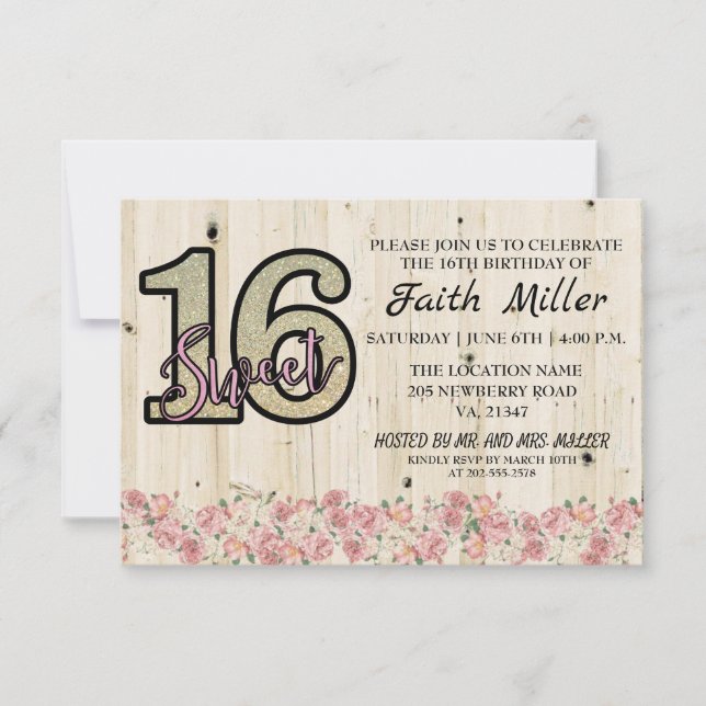 Sweet 16 Birthday Invitation (Front)