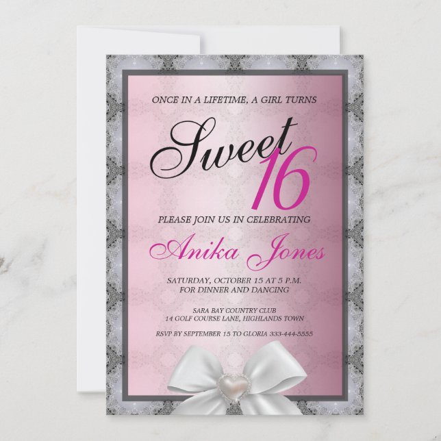 Sweet 16 birthday invitation (Front)