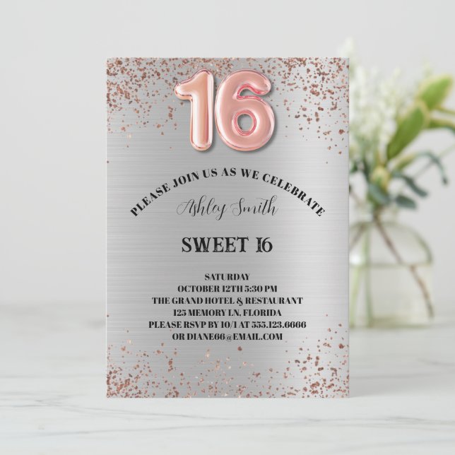 Sweet 16 Birthday Invitation (Standing Front)
