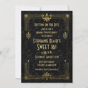 Sweet 16 Birthday Invitation Roaring 20s Art Deco