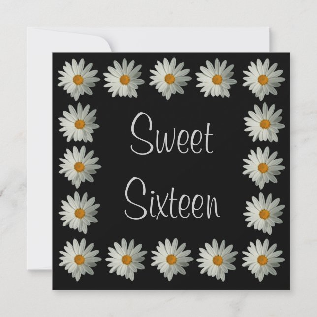 Sweet 16 Birthday Invitations - Daisy Flower (Front)
